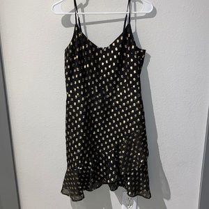 Black and gold semi formal dress with ruffle